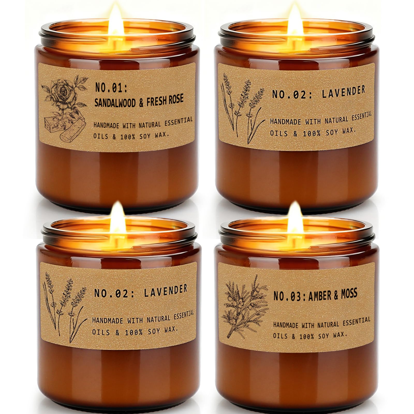 Bougie FKJOL en verre ambre vintage 7 onces, ambiance chaleureuse pour le salon.