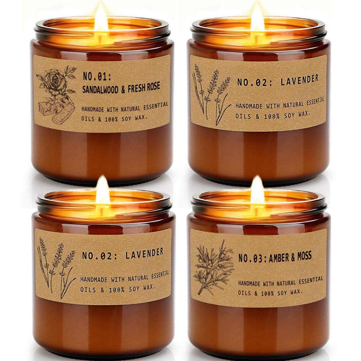 Bougie FKJOL en verre ambre vintage 7 onces, ambiance chaleureuse pour le salon.