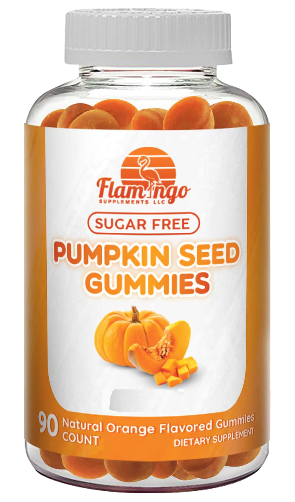 Gummies Flamingo : huile de pépins de courge au goût orange, soutiennent cheveux et peau.