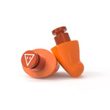 FLARE AUDIO Earshade avec boîtier aluminium orange, isolation sonore efficace.