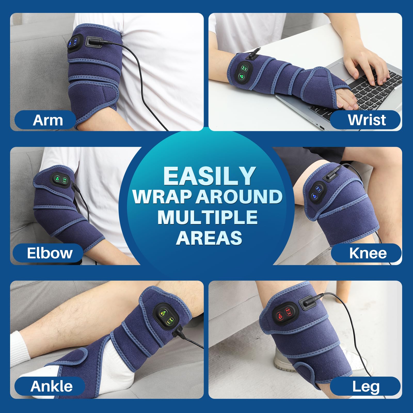FlareMore compresse chauffante pour la jambe, séance pratique et chaleur sécurisée.