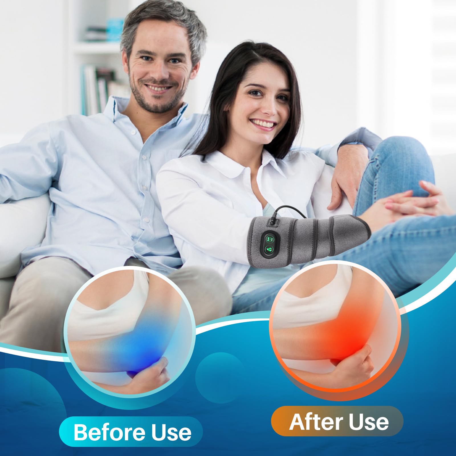 FlareMore bandage chauffant jambe bleu, récupération douce