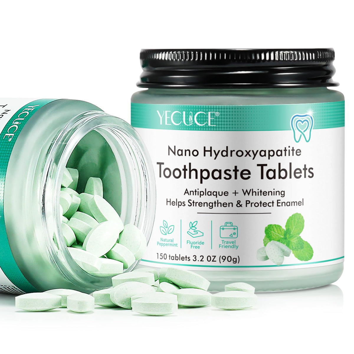 Flasture tablettes dentaires nano-hydroxyapatite menthe: renforce l'émail et offre une fraîcheur durable.