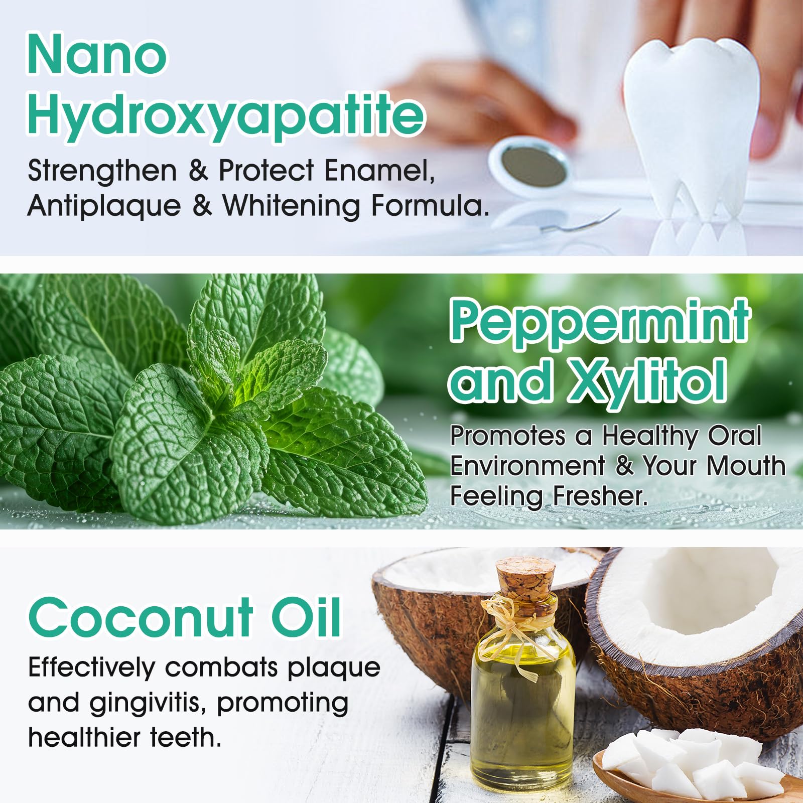 Flasture tablettes dentaires sans fluorure menthe: nettoyage doux adapté aux sensibilités.