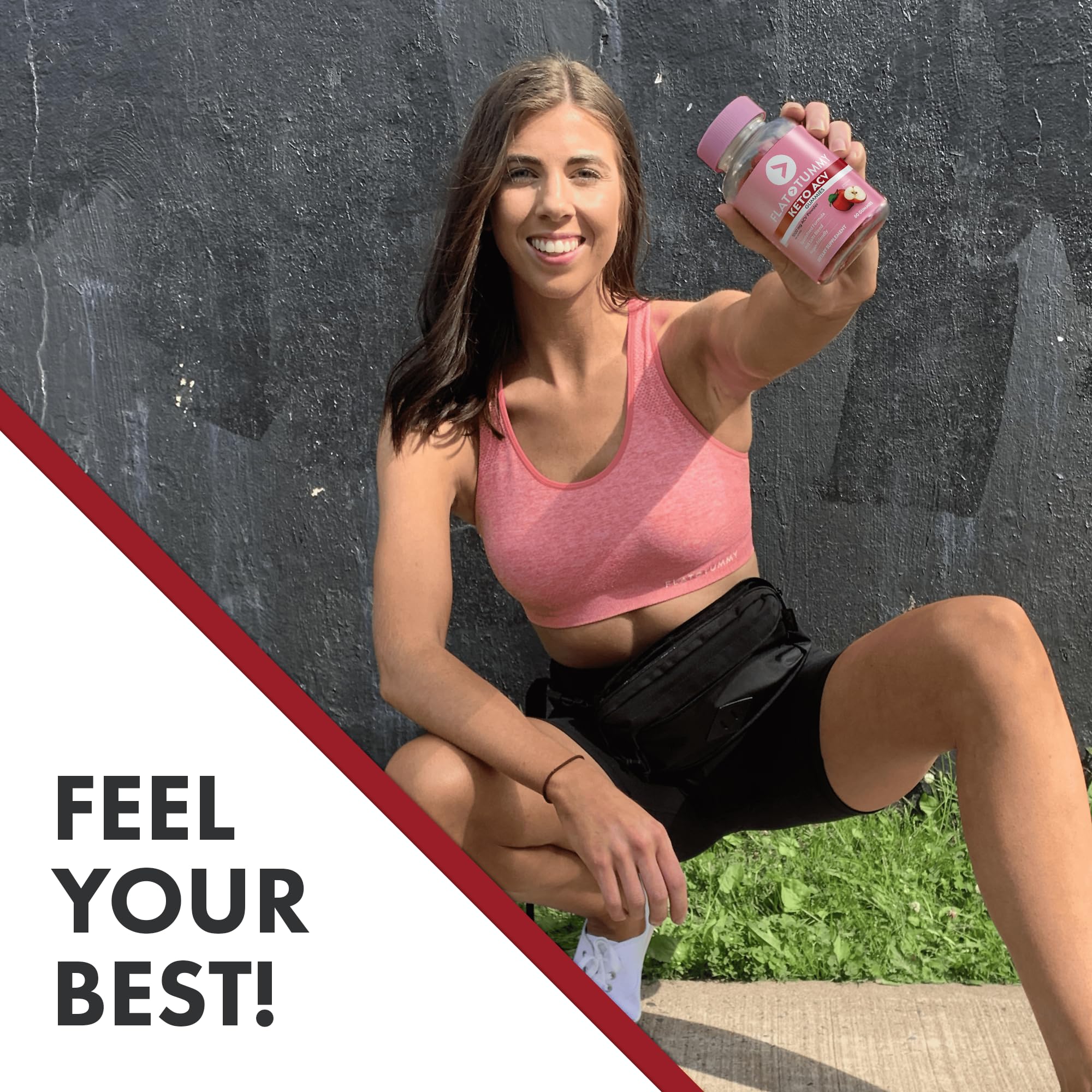 Flat Tummy Keto ACV Gummies bouteille portable prête à emporter.