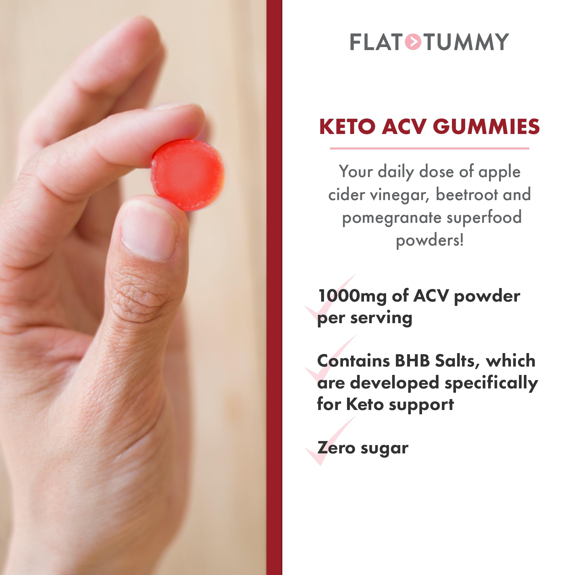 Flat Tummy Keto ACV Gummies ingrédients naturels, option végane et sans OGM.