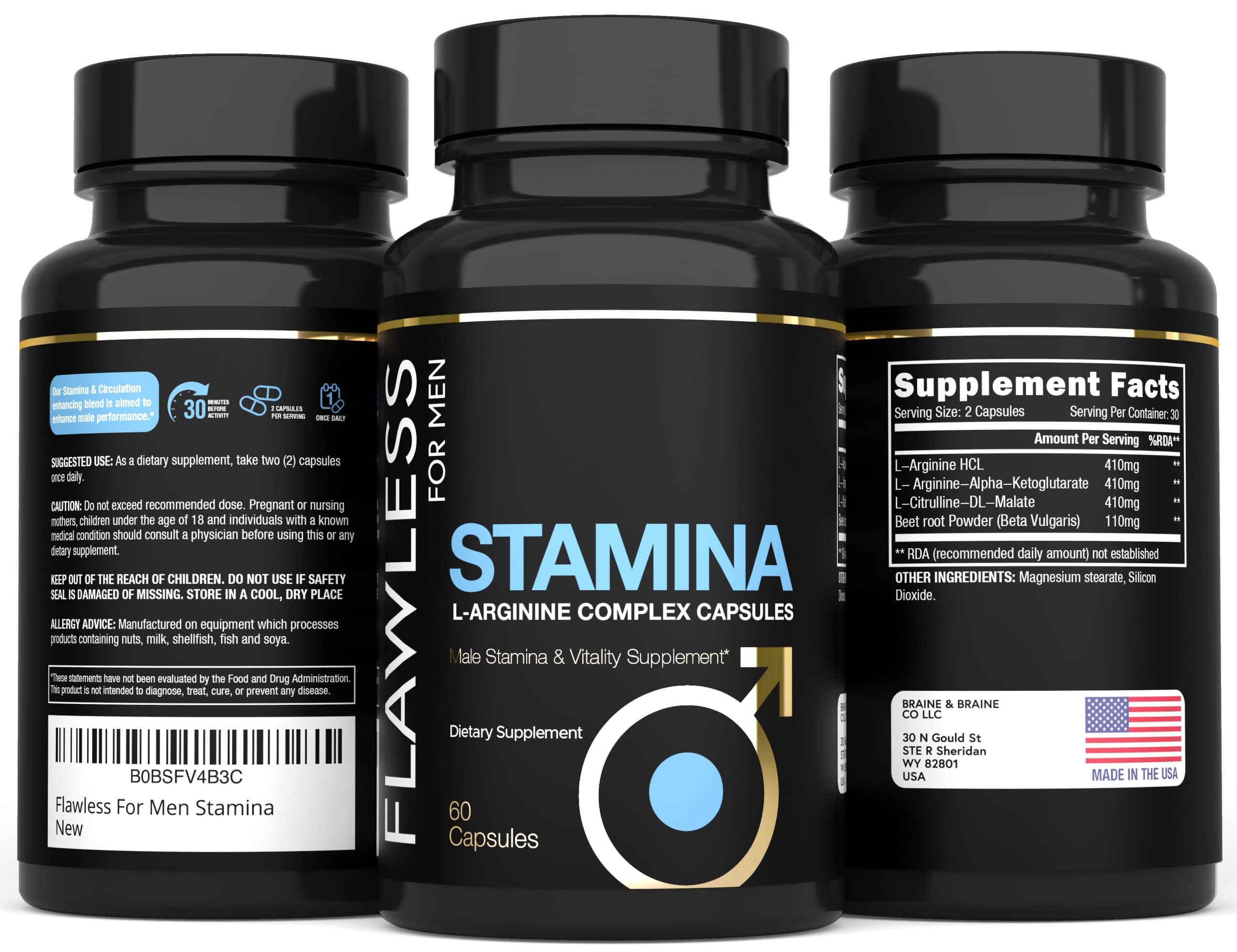 Flawless pour hommes Stamina – capuchon fermé, facilité de transport et conservation des capsules.