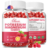 Gommes Fleamart Potassium Magnésium framboise dans la bouteille, soutien potentiel au bien-être.
