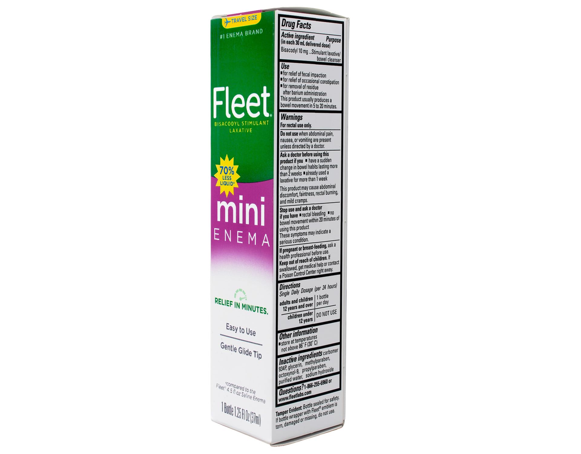 Fleet lavement rectal Bisacodyl emballage transparent facilitant le rangement
