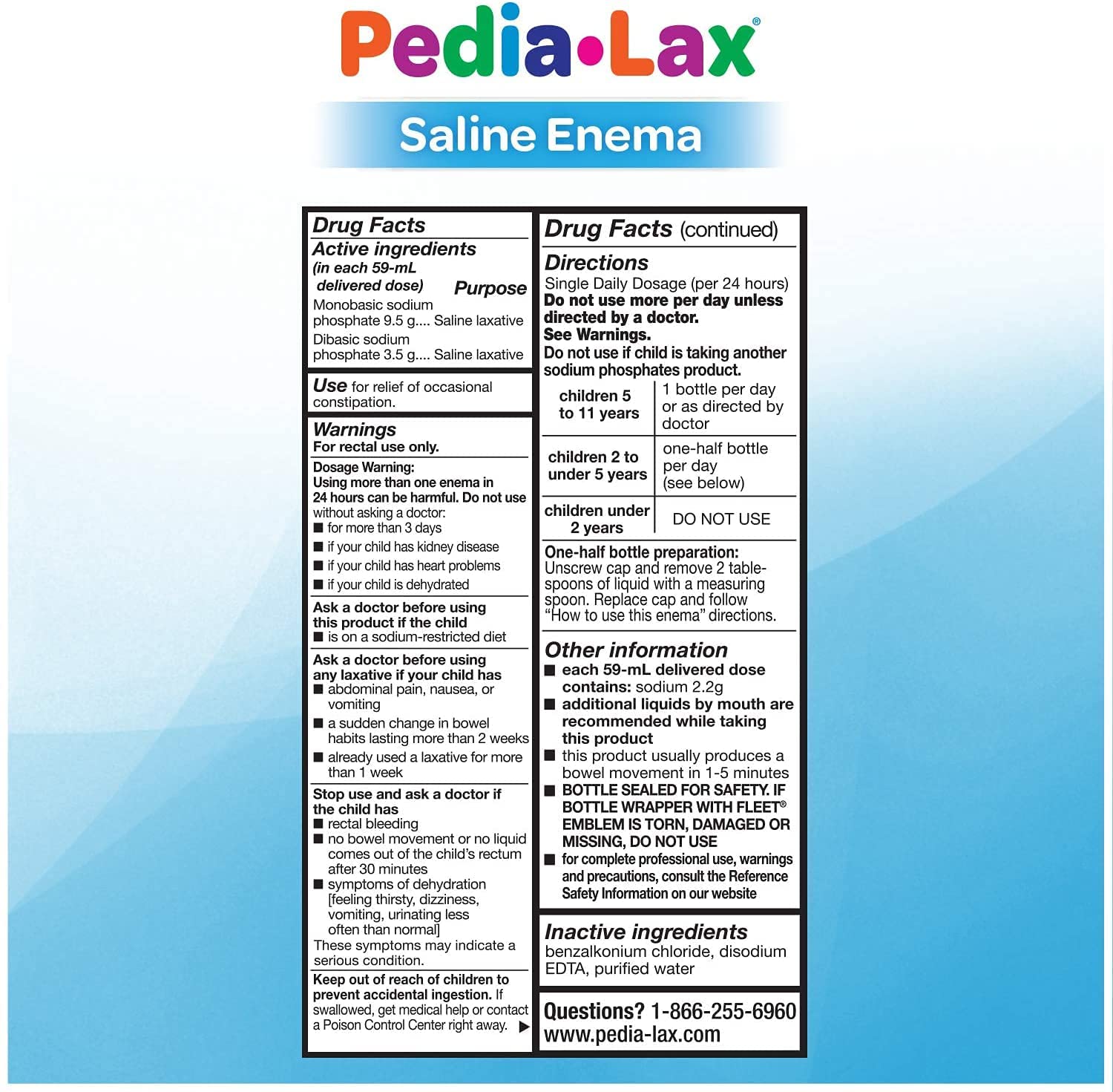Pedia-Lax Fleet: lot-6-bouteilles, solution prête à l'emploi.