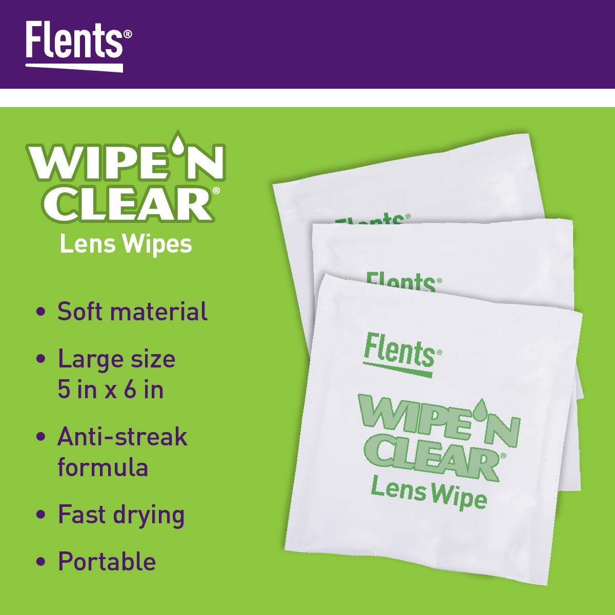 Lingettes Flents texture douce pour un nettoyage en douceur des lunettes.