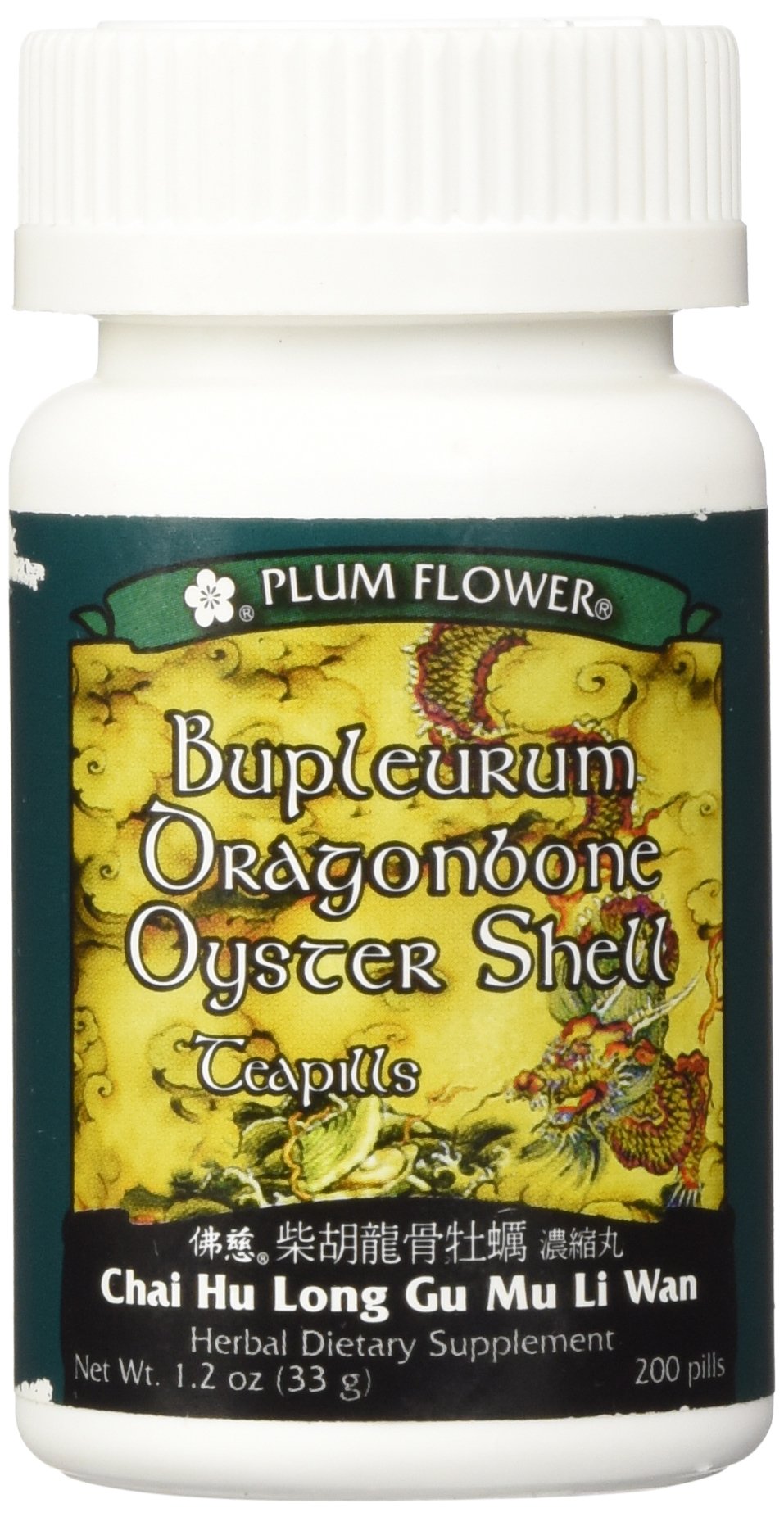 Fleur de Prunier Bupleurum Os de Dragon Coquille d’Huître, bouteille de 200 comprimés pour le quotidien.