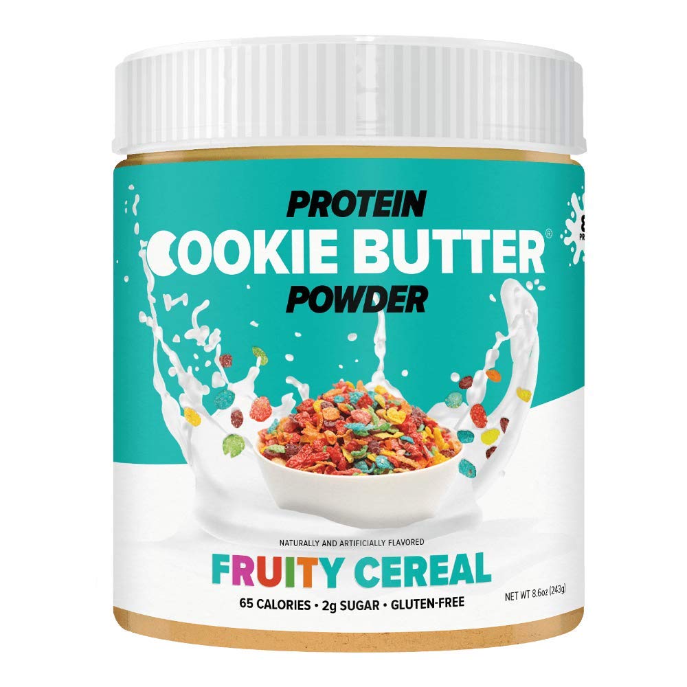 Flex Brands Whey Cookie Butter Fruity Cereal en cuillère, goût gourmand et protéines ajoutées.