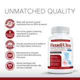 Flexacil Ultra capsules avec logo, preuve de qualité et pureté.