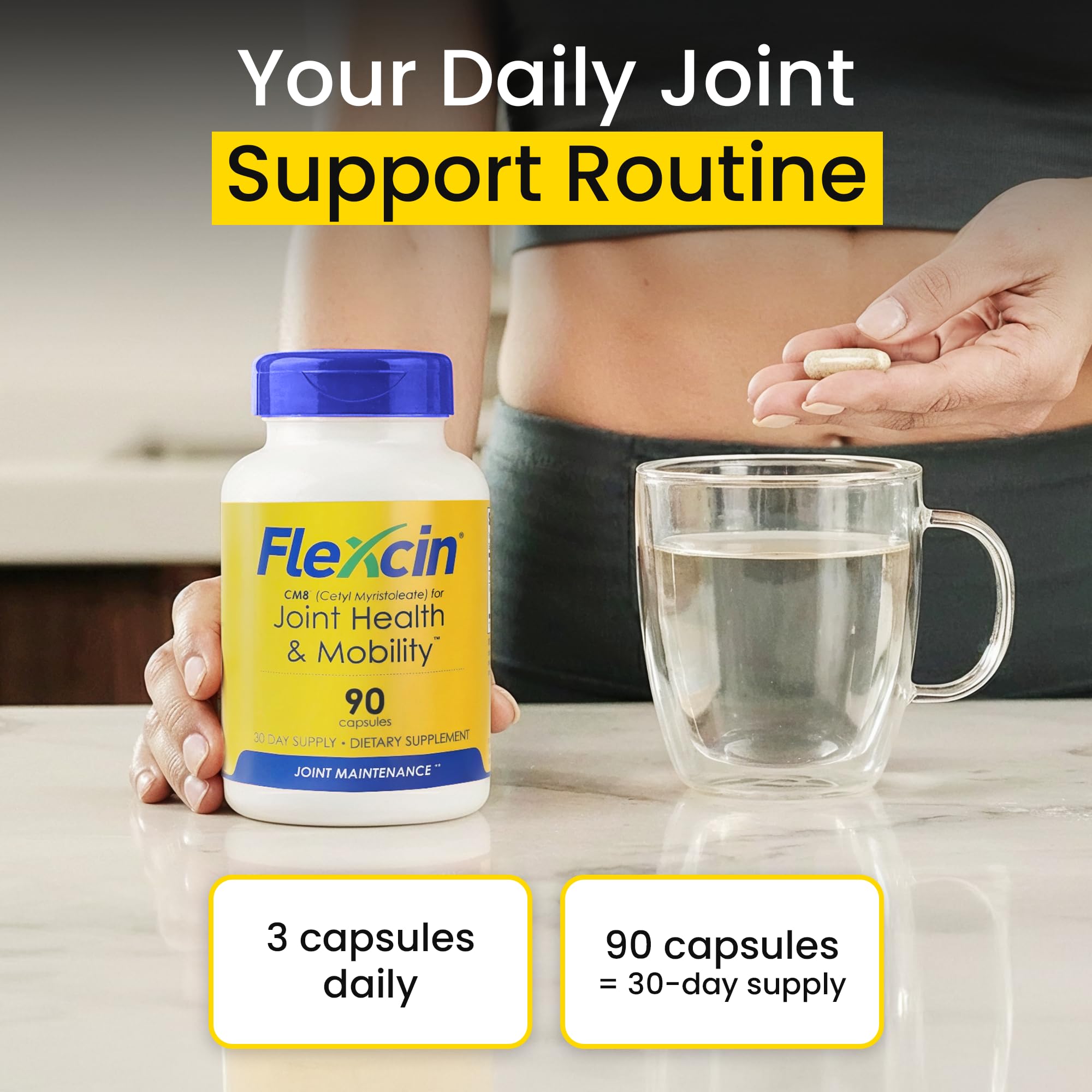 Flexcin et feuilles de menthe pour un effet rafraîchissant.