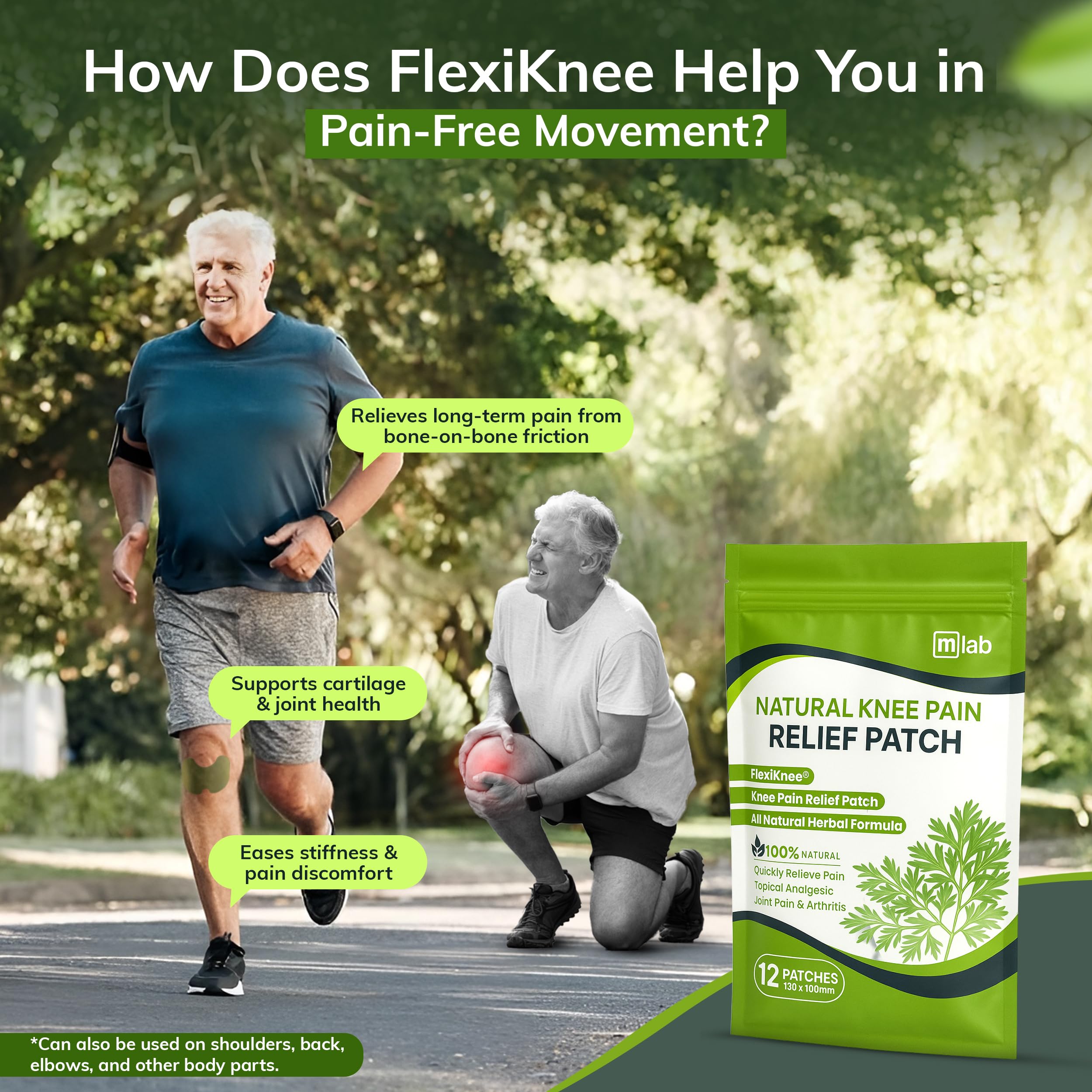 FLexiKnee Patch offre jusqu’à 12 heures de chaleur réconfortante.