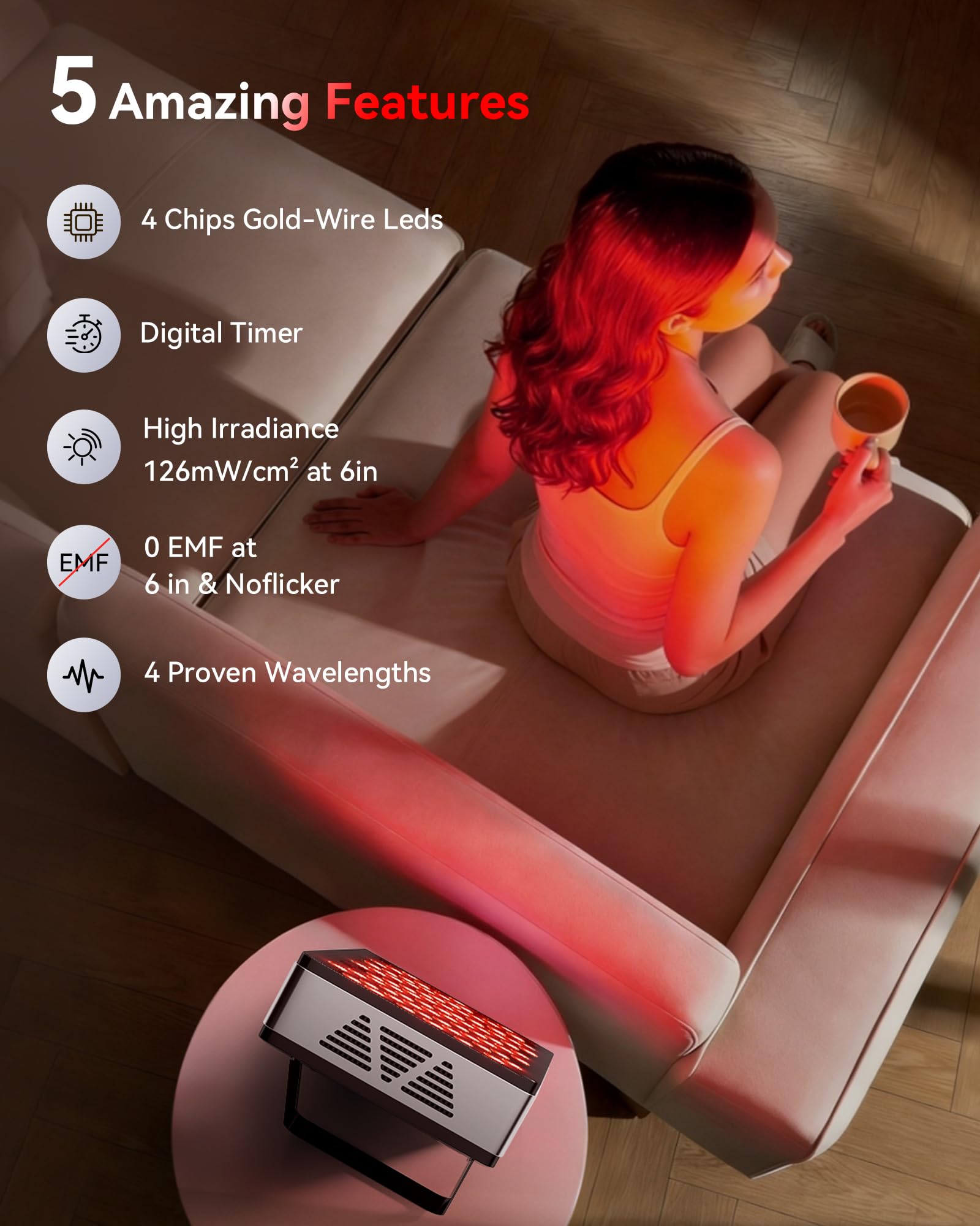 FliKEZE lumière rouge pour le cou et le décolleté, aspect raffermi.