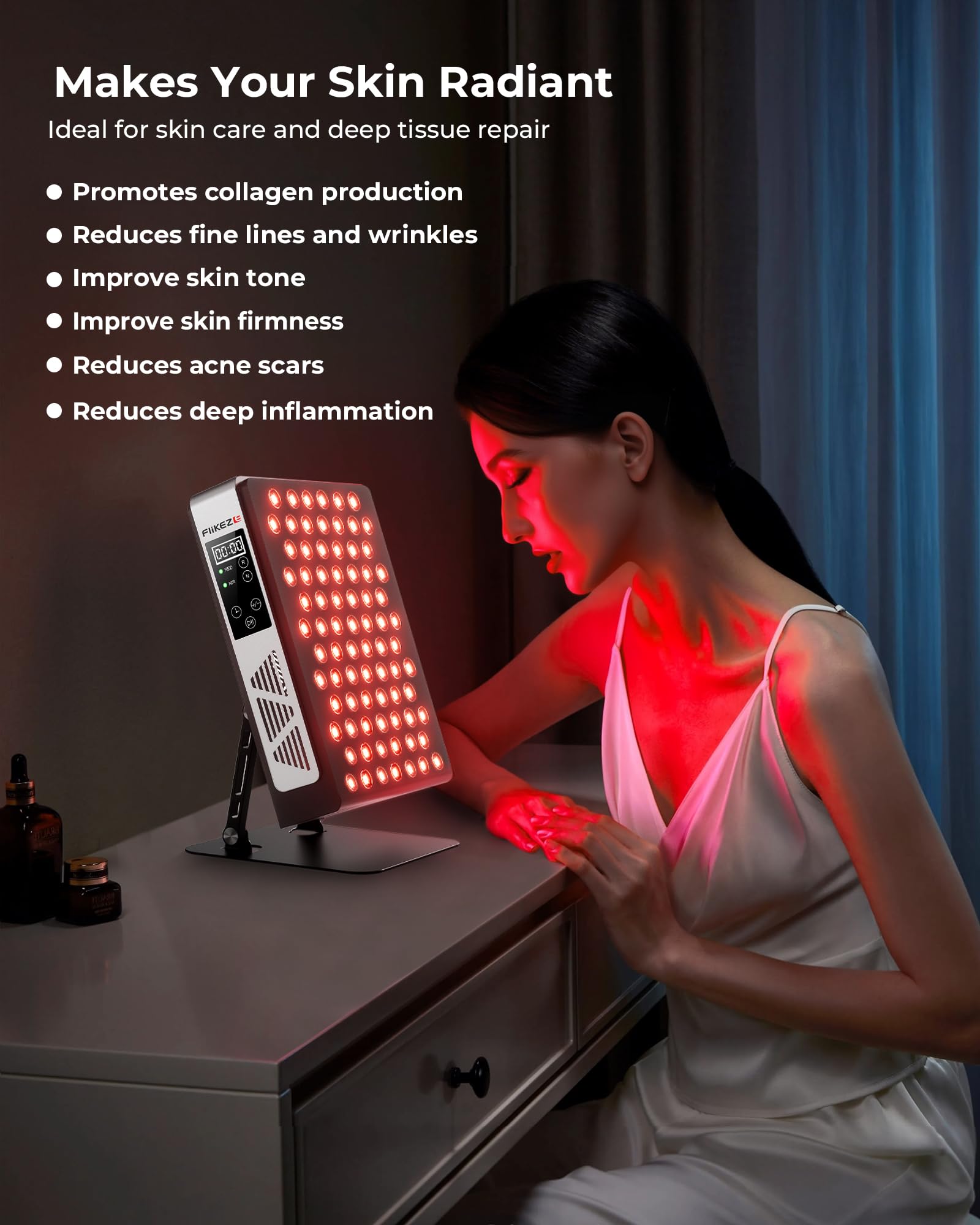 Panneau FliKEZE pour le dos, lumière rouge sur les muscles.
