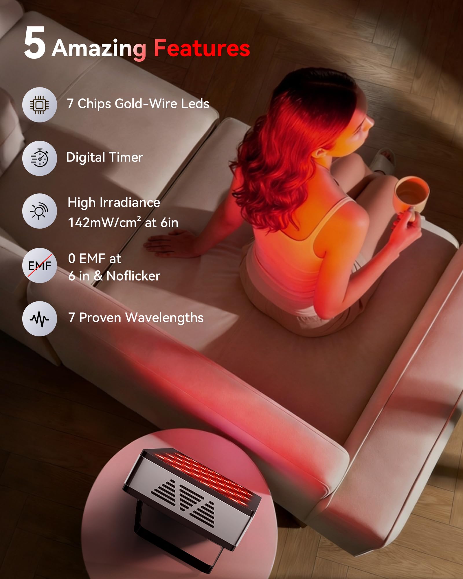 Panneau FliKEZE lumière rouge et infrarouge, mode combiné pour traitements ciblés.