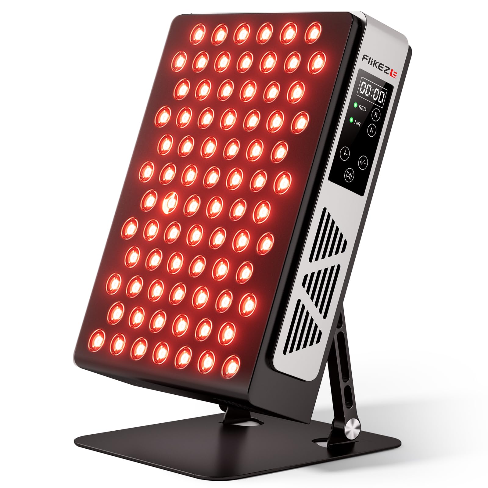 Panneau FliKEZE avec 78 lampes rouge focalisé sur le visage, usage domestique.