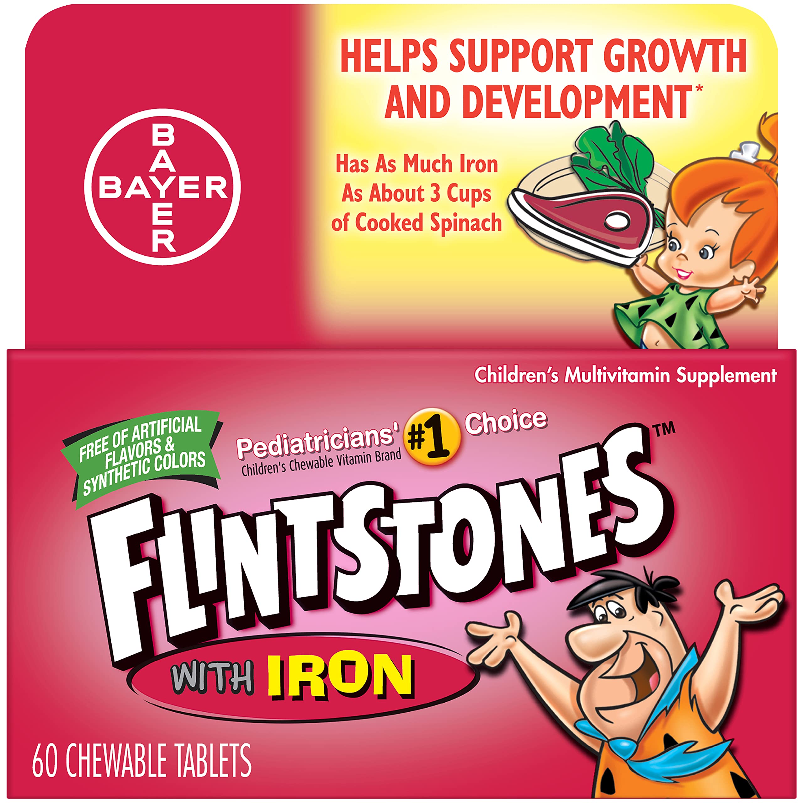 Flintstones, vitamines à mâcher pour enfants, en bouteille, soutien quotidien en nutriments essentiels.