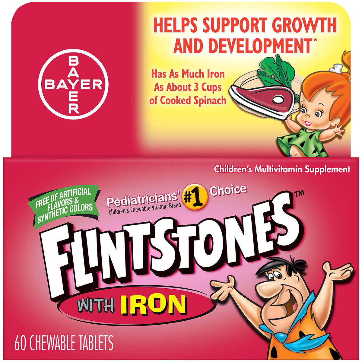 Flintstones, vitamines à mâcher pour enfants, en bouteille, soutien quotidien en nutriments essentiels.