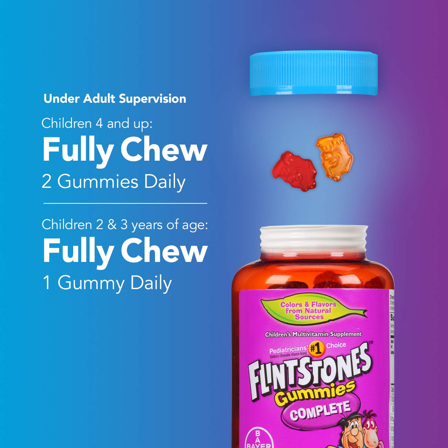 Gommes framboise Flintstones Vitamin, texture plaisante pour l’après‑école.