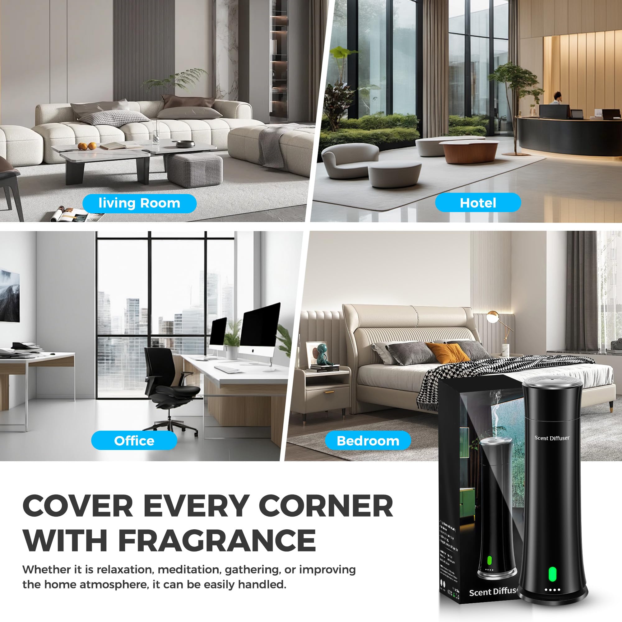 Diffuseur hôtel noir FLLUK – design élégant s’intègre à tout décor.