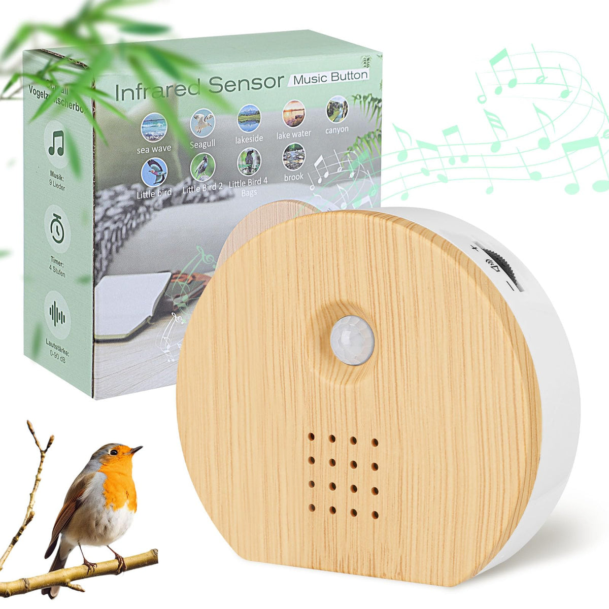 FLLVILLEY Boîte Oiseau Chanteur – vue d'ensemble portable pour relaxation