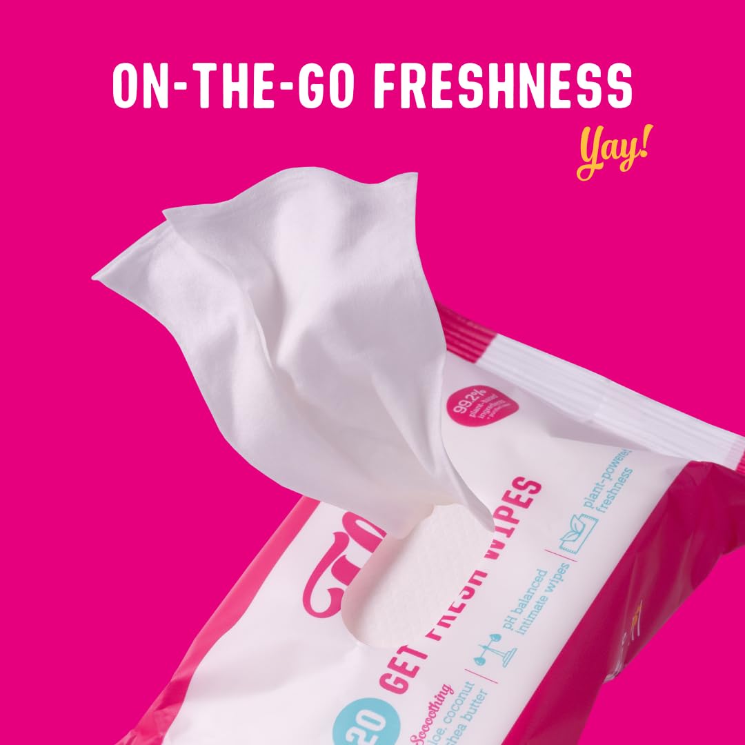 Application douce des lingettes Flo Get Fresh pour sensation agréable