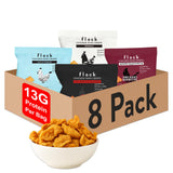 Pack Flock Keto Chicken Skin Chips, variété variée prête à déguster, snack protéiné.