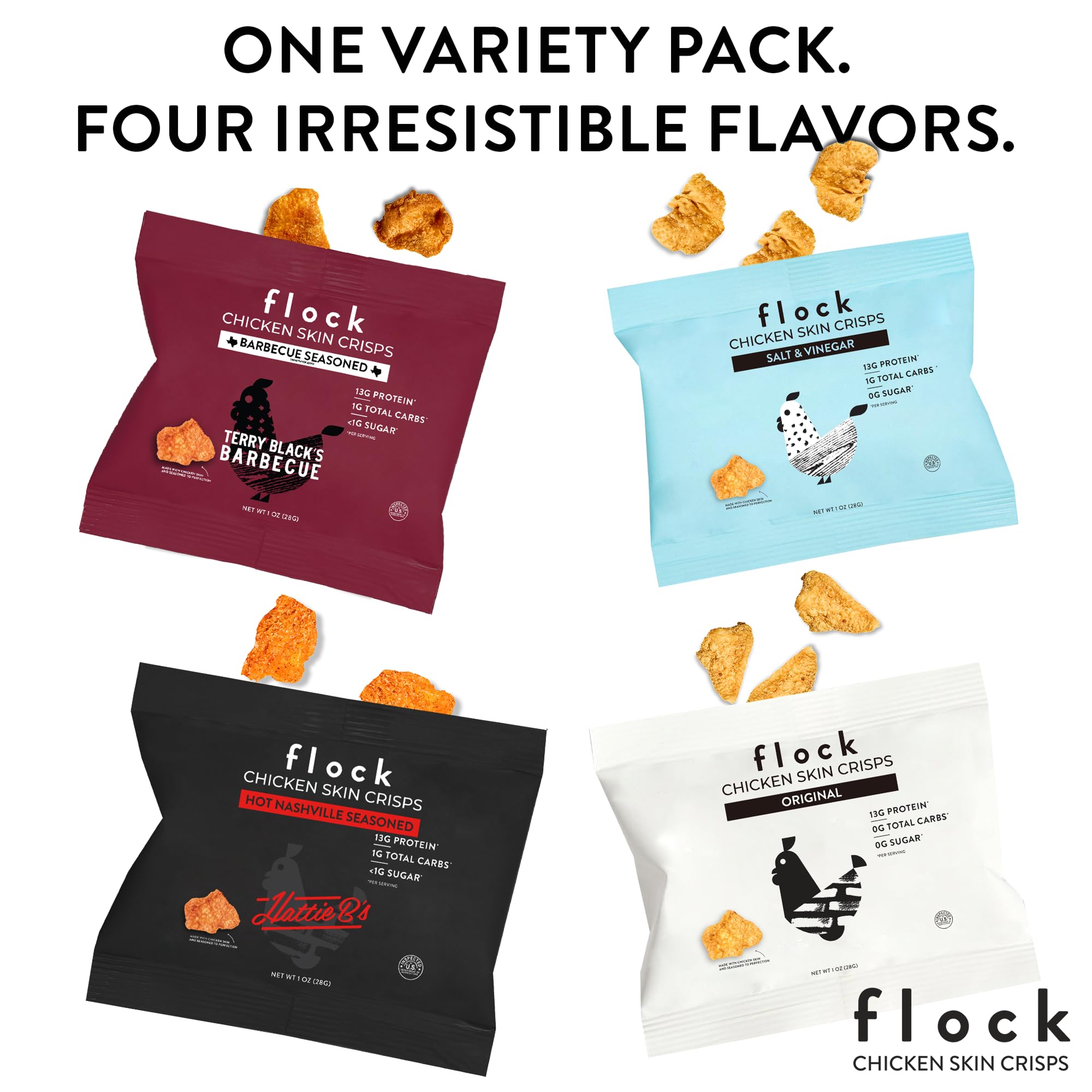 Chips Flock Keto Salt & Vinegar, croquants au goût acidulé, idéal apéritif.