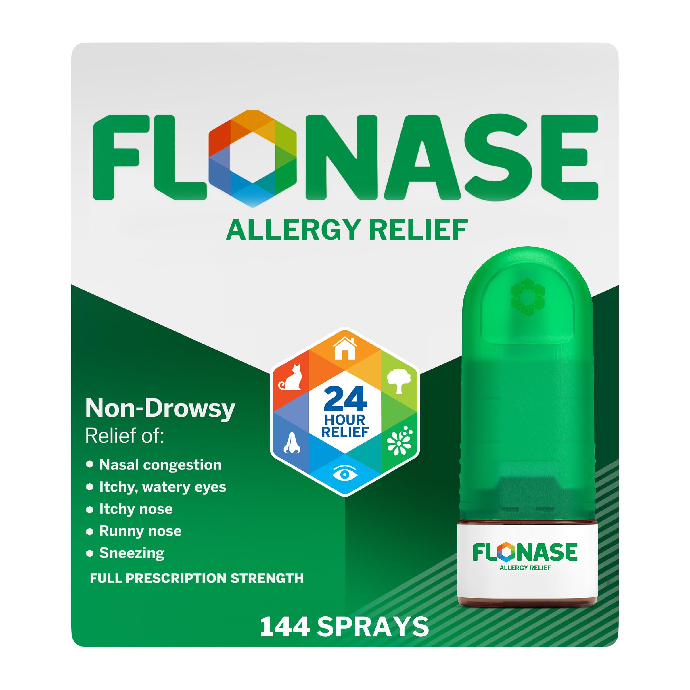 Flonase: Bouteille 144 pompes prête à offrir un soulagement durable des allergies.