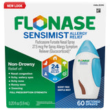 Flonase Sensimist, bouteille-pompe montrant un spray précis pour soulager les allergies.