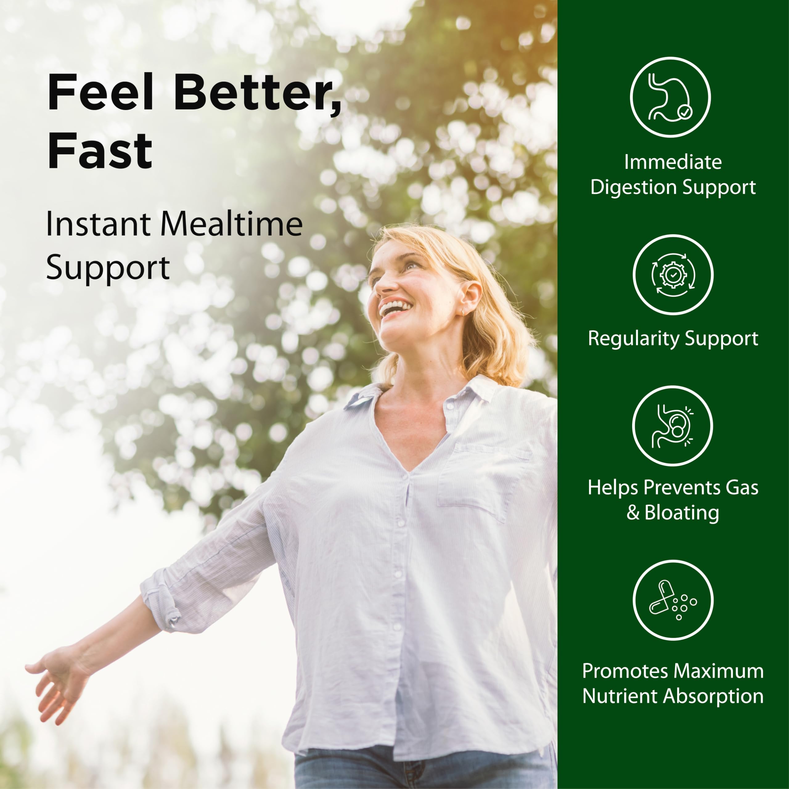 Flora Enzyme Blend: prise de capsules au repas pour aider la digestion