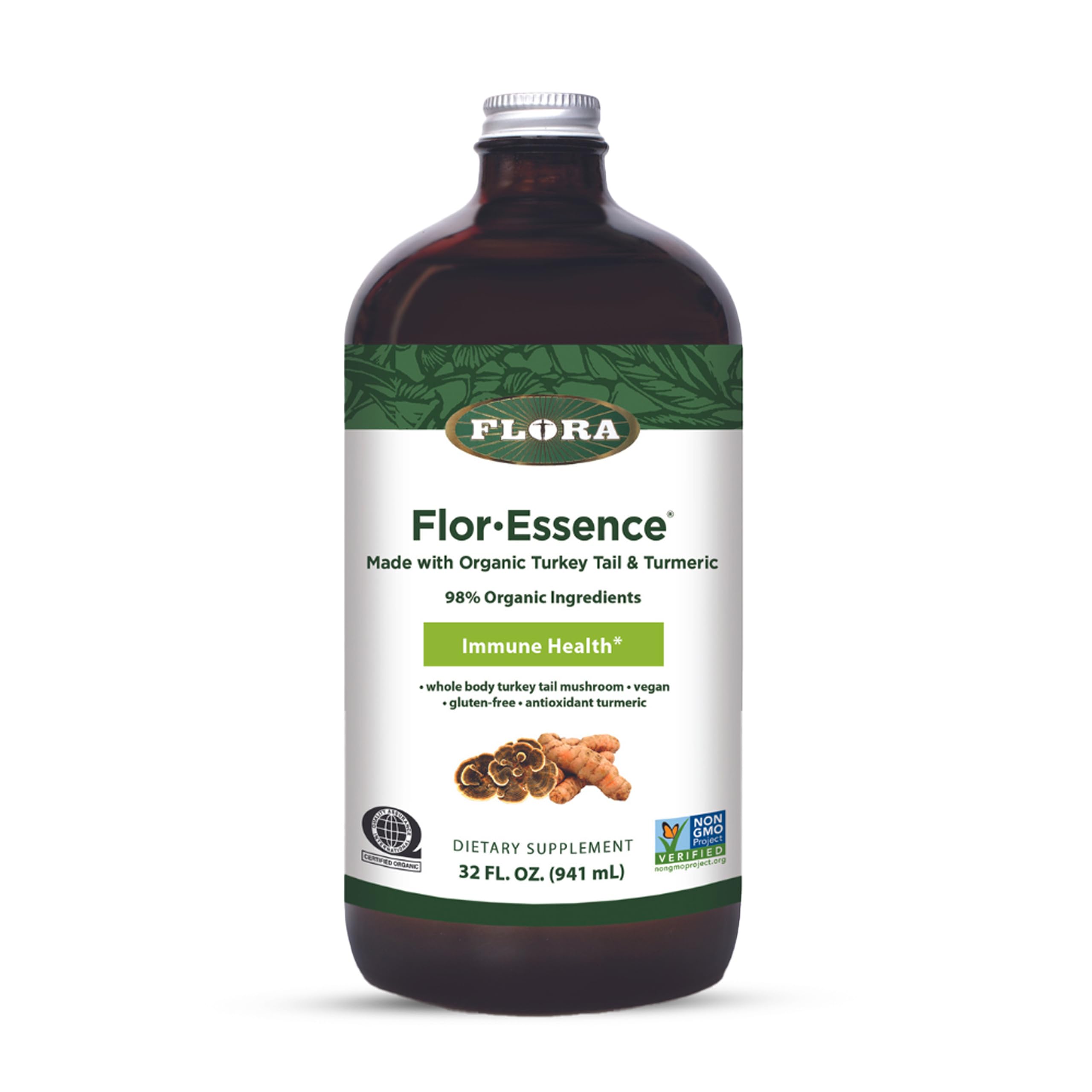 Flora Flor-Essence dans une bouteille en verre prête à l’emploi.