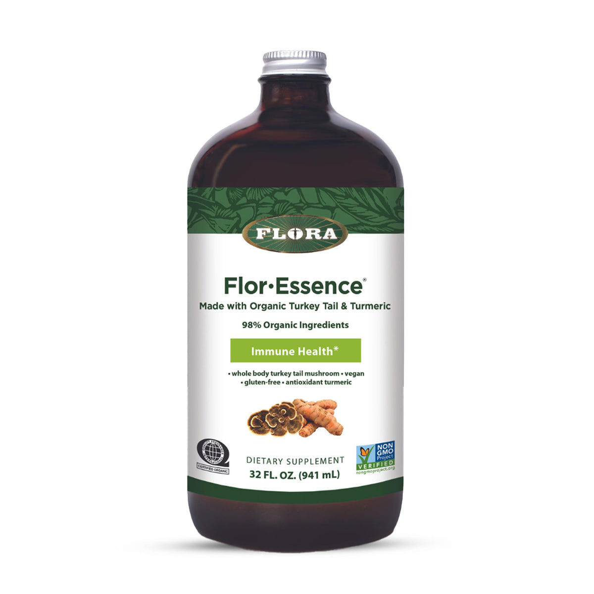 Flora Flor-Essence dans une bouteille en verre prête à l’emploi.