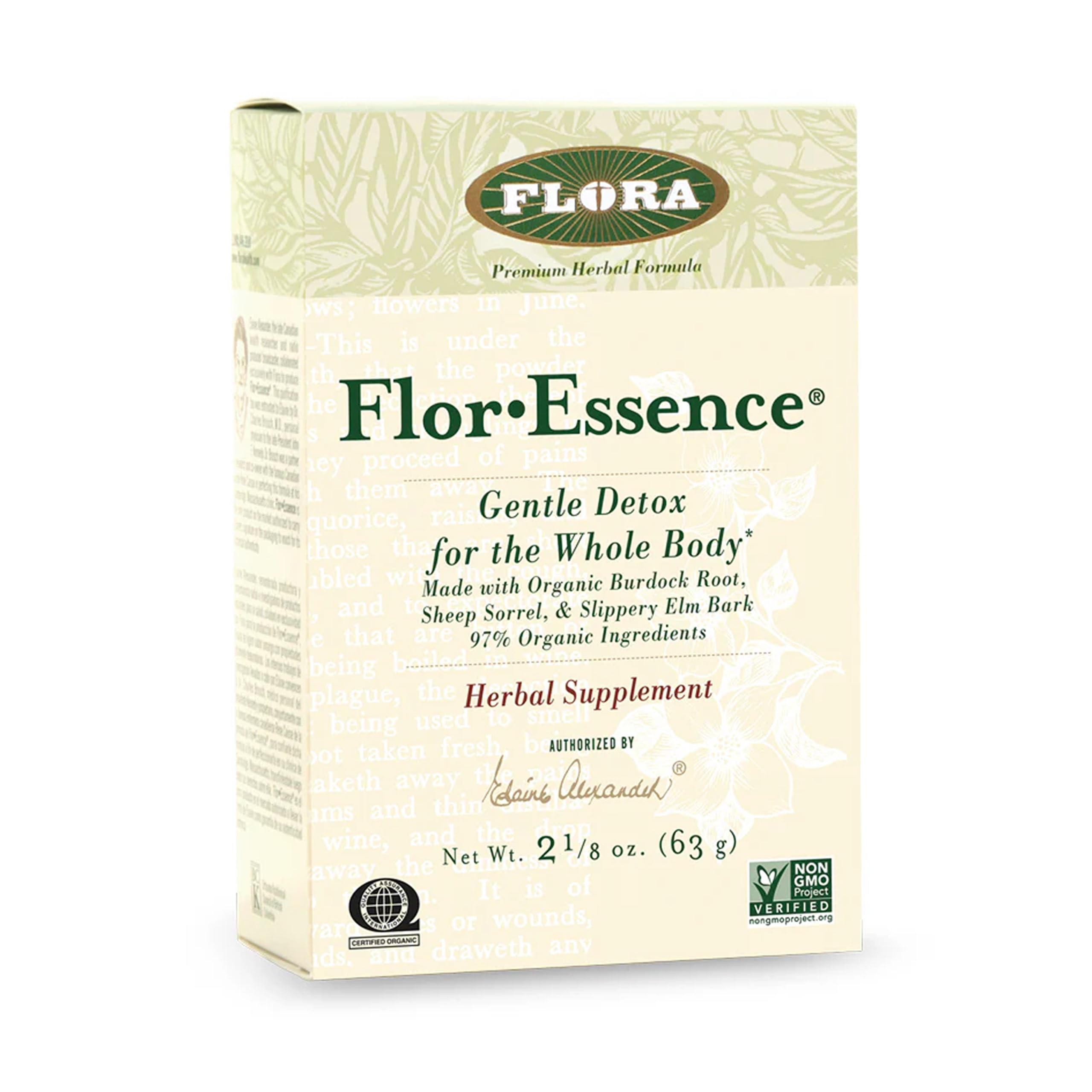 Flora FlorEssence, tisane sèche en bouteille en verre, détox douce pour le quotidien.