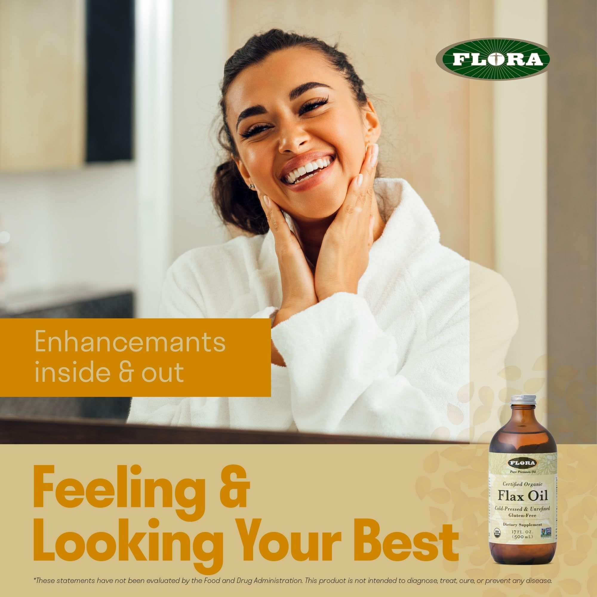 Flora Huile de Lin, parfum noisette – ajoutez subtilement en salade.