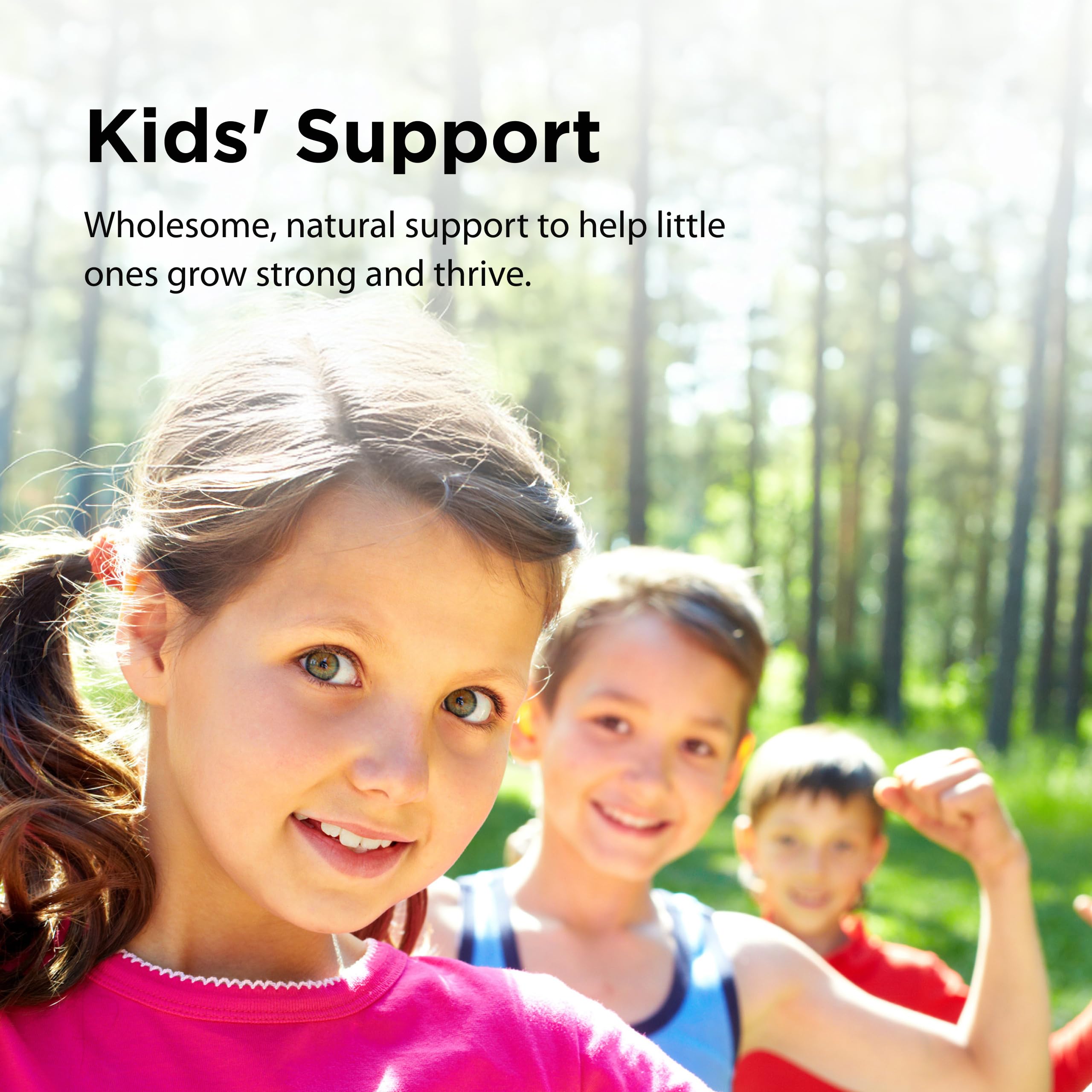 Richesse en antioxydants Flora Kids Multi Essentials Plus, soutien potentiel pour la vitalité.