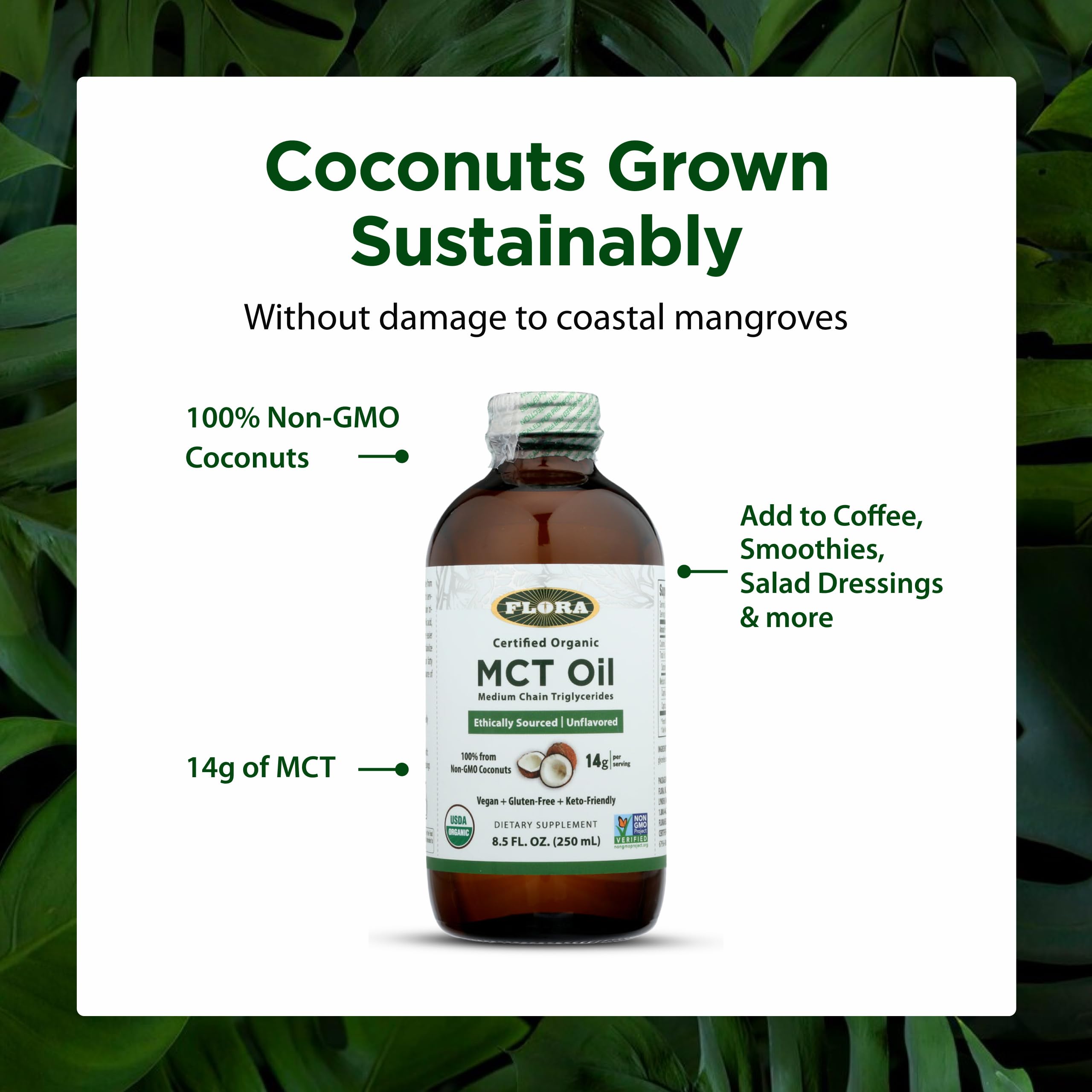 Source noix de coco biologique pour Flora MCT.