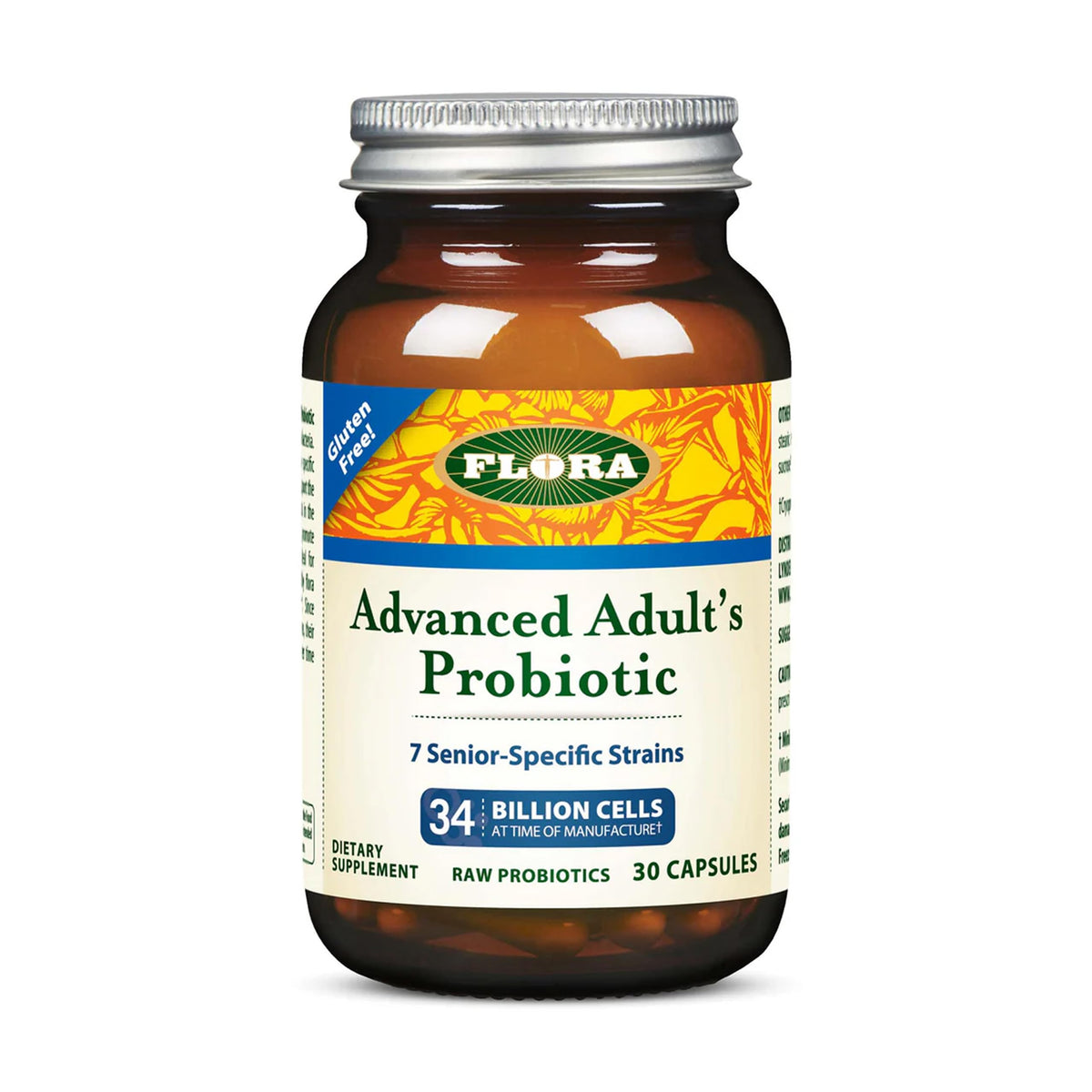 Flora Probiotique Avancé pour Adultes — bouteille versement, soutien digestif potentiel au quotidien.