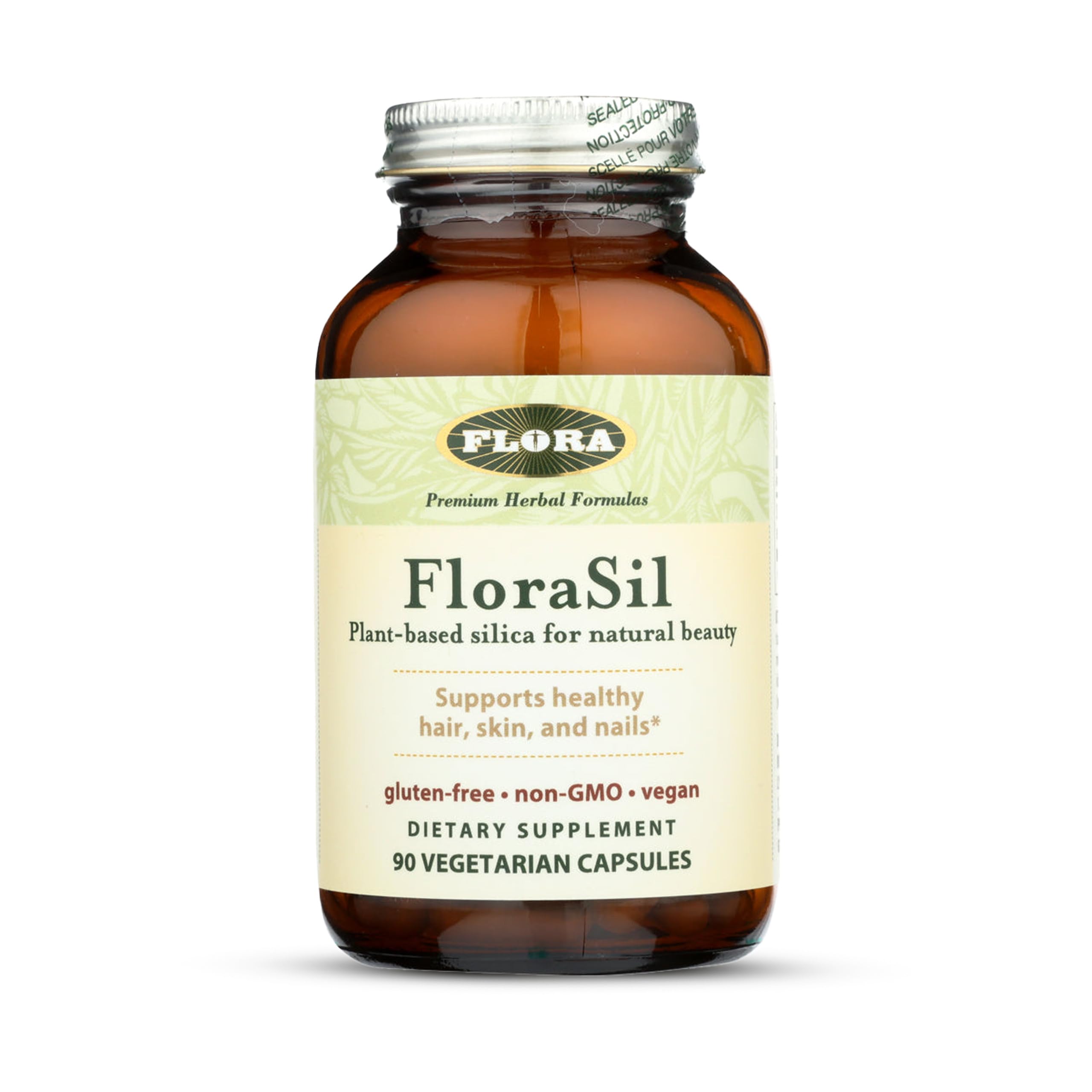 FloraSil Bouteille – 90 capsules végétales, soutien potentiel pour cheveux forts.