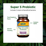 Flora Super 5 pastilles framboise, utilisation rapide après repas pour une haleine fraîche