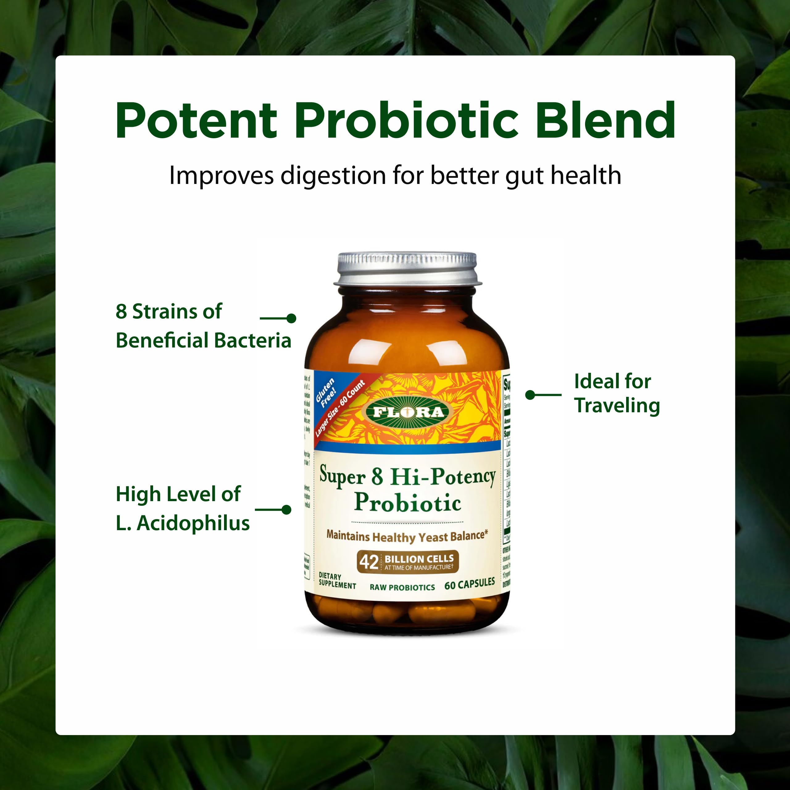 Flora Super 8 Probiotic indique de conserver au réfrigérateur pour préserver les cultures vivantes.