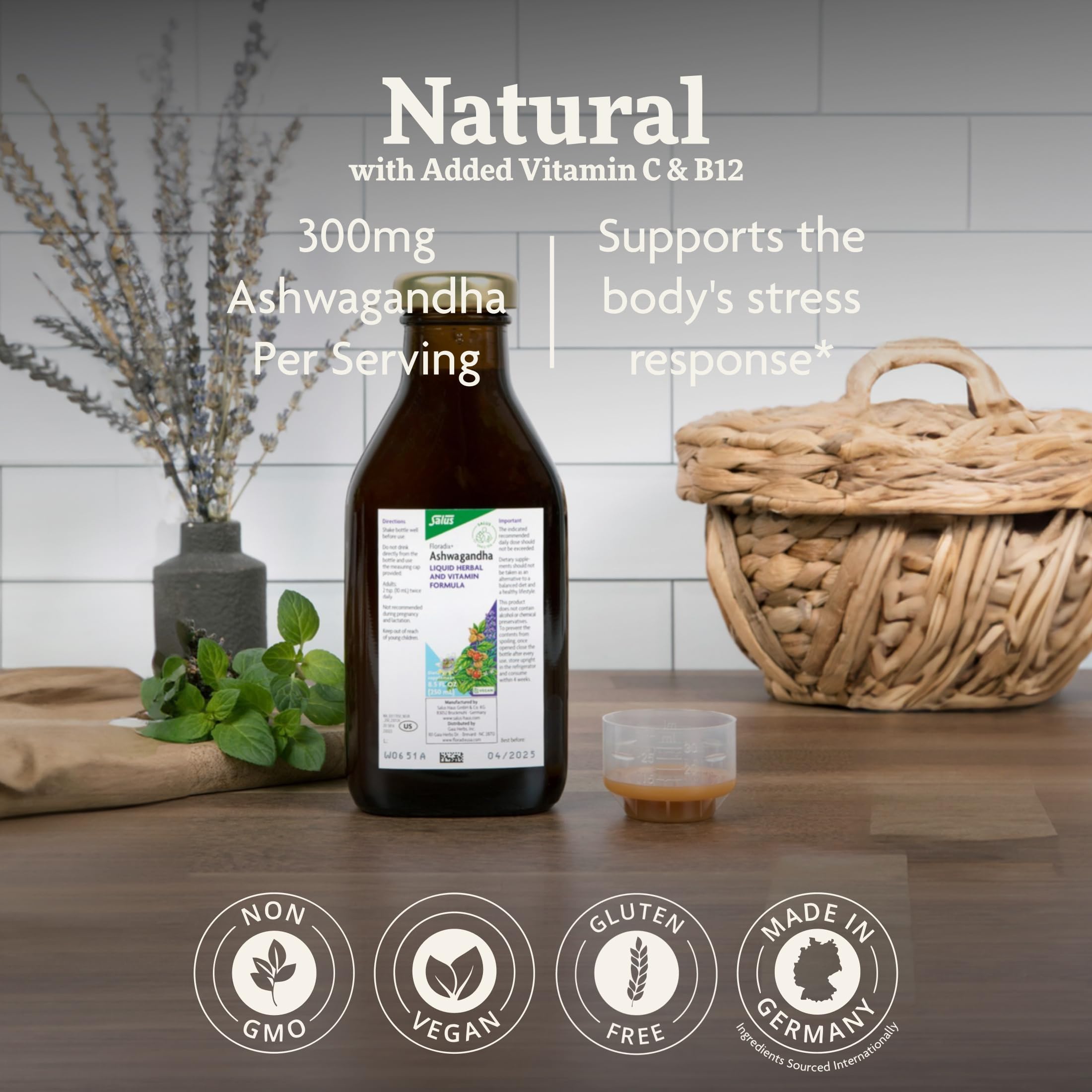 Floradix Ashwagandha – étiquette lisible sur le flacon