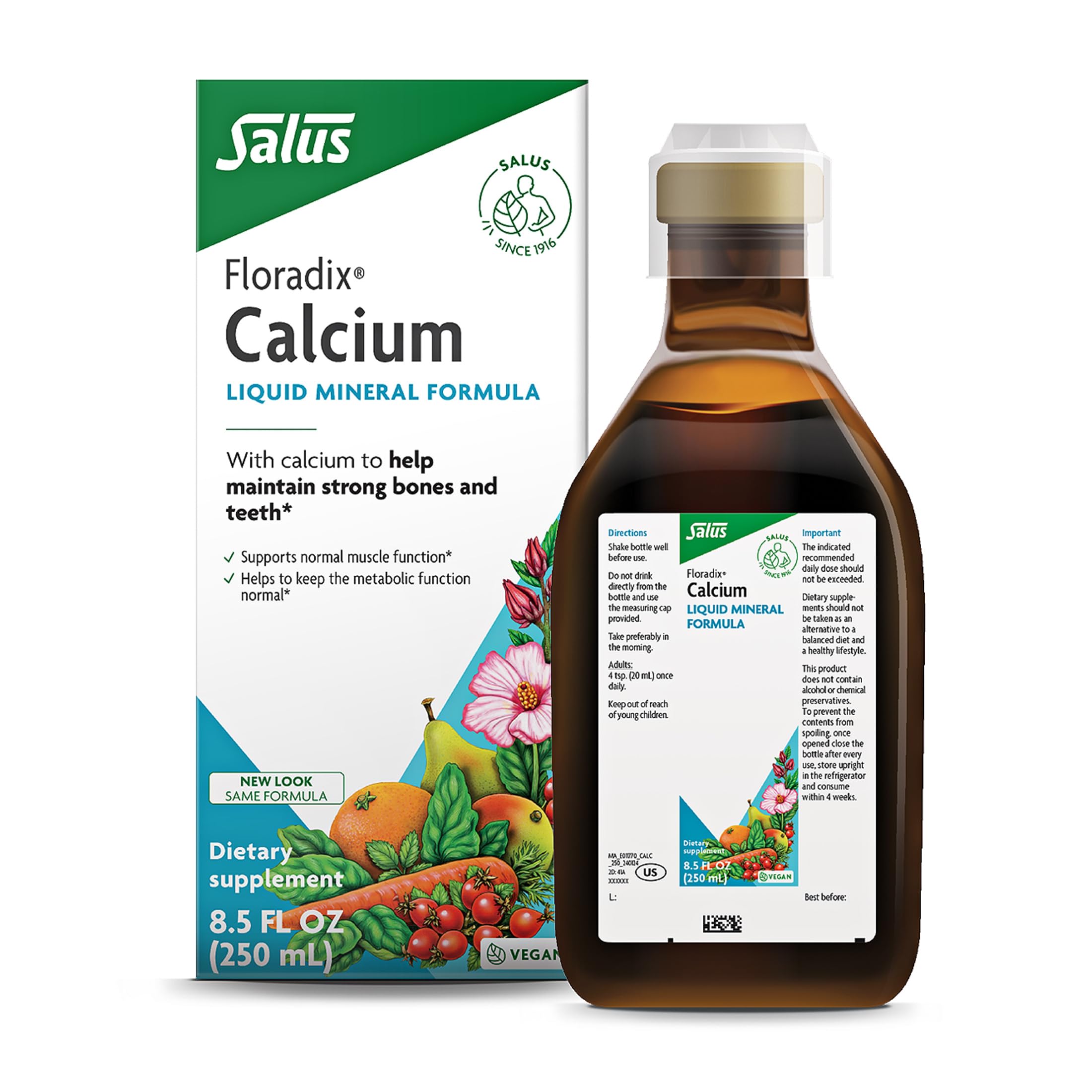 Floradix Calcium liquide – bouteille, support des os et des dents au quotidien