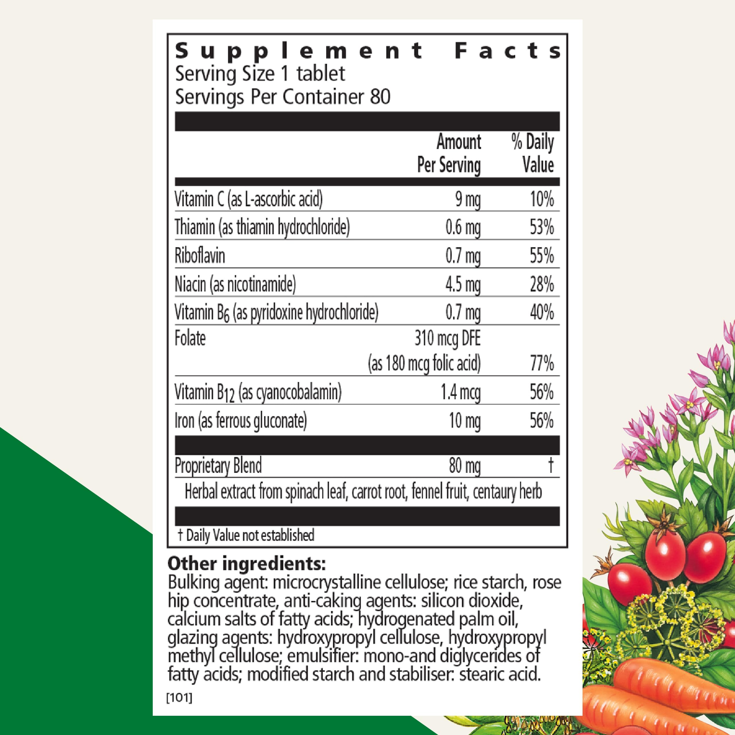 Floradix Comprimés Fer avec vitamines B : contribue au métabolisme et à l'énergie.