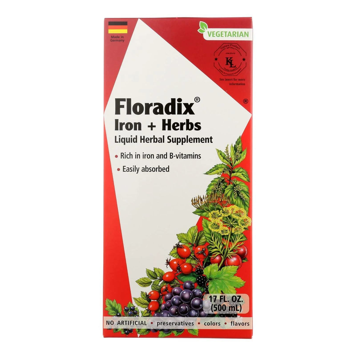 Floradix Fer et Herbes – versement de la bouteille, soutien énergie naturelle.