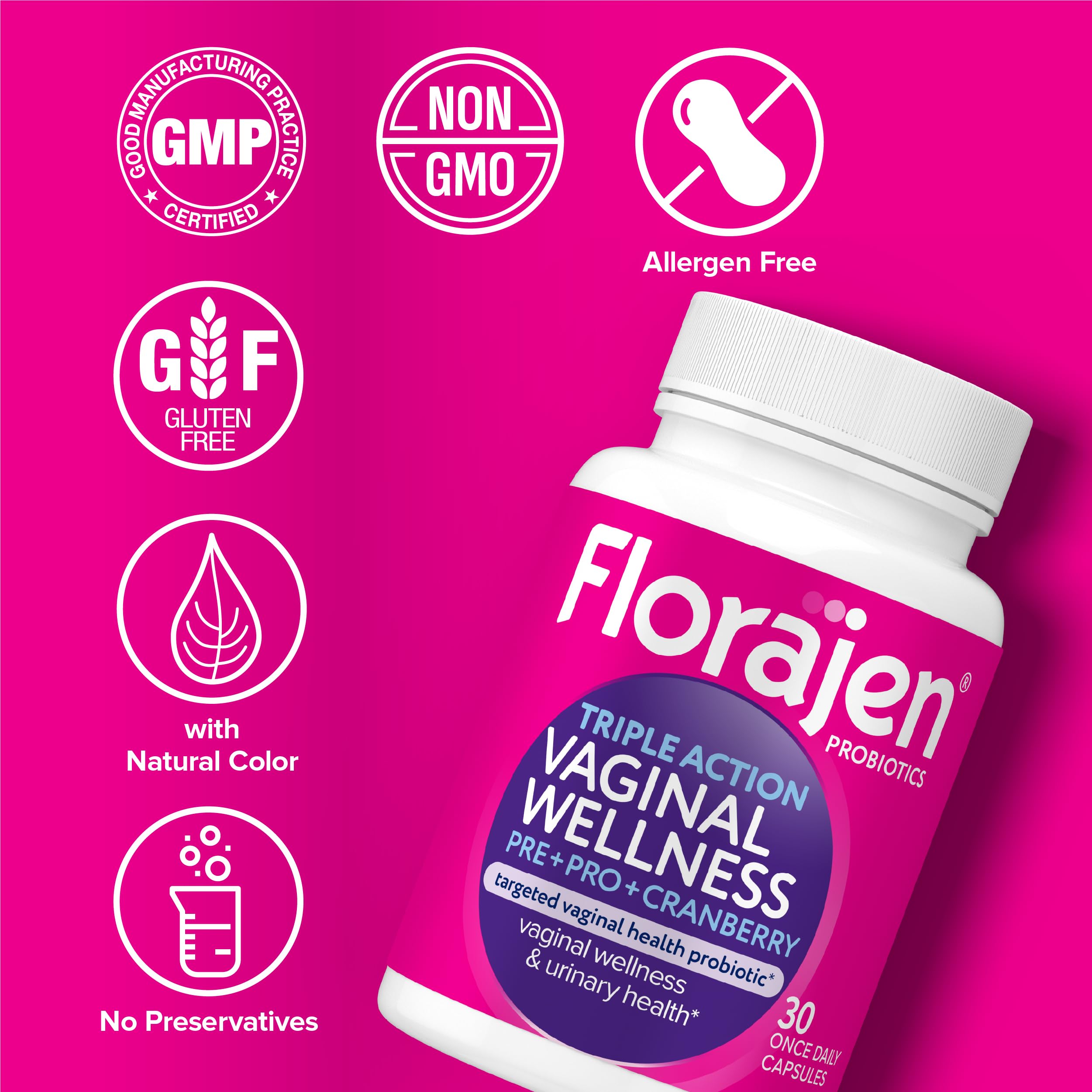 Florajen Femmes Triple Action santé vaginale: hygiène et confort féminins
